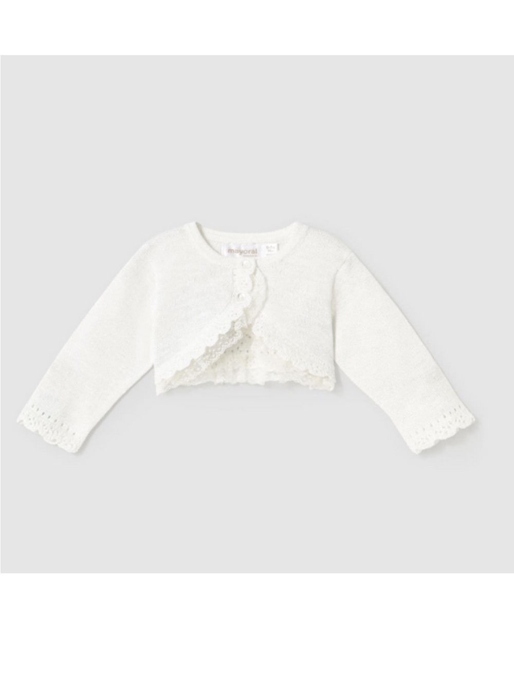 Mayoral Cream Lace-Trim Bolero Sweater